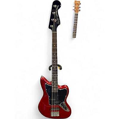 Used Squier JAGUAR BASS Candy Apple Red Electric Bass Guitar