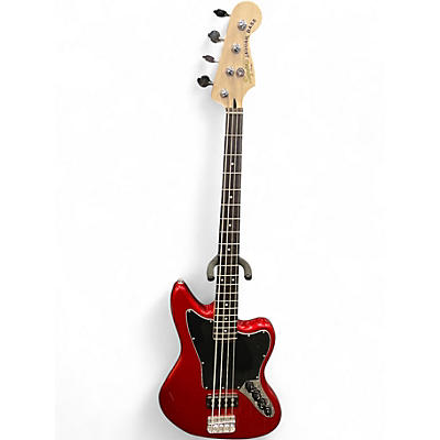 Used Squier Jaguar Bass Metallic Red Electric Bass Guitar