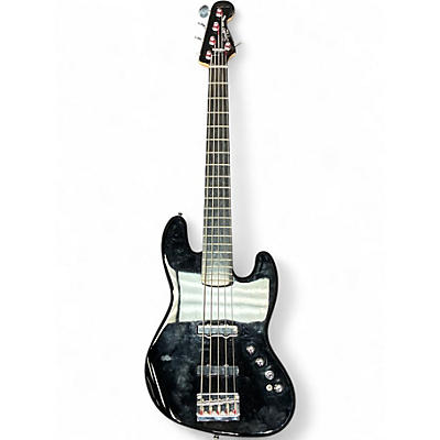 Used Squier Jazz Bass 5 String Black Electric Bass Guitar