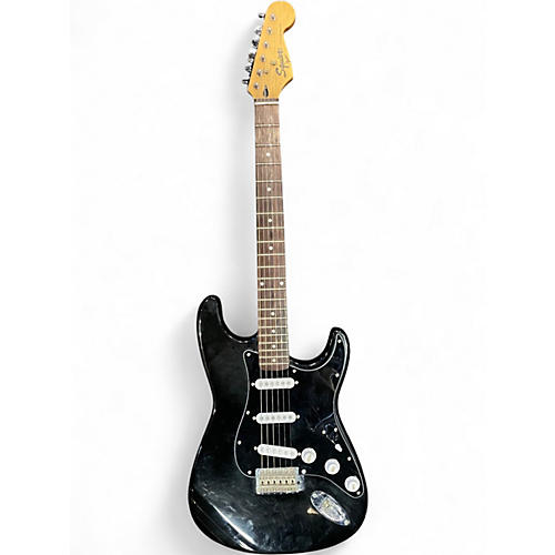 Used Squier Korean Stratocaster Black Solid Body Electric Guitar Black