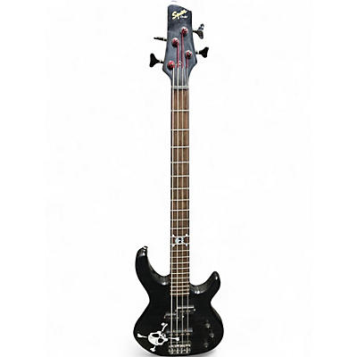 Used Squier MB4 Skull & Crossbones Black Electric Bass Guitar