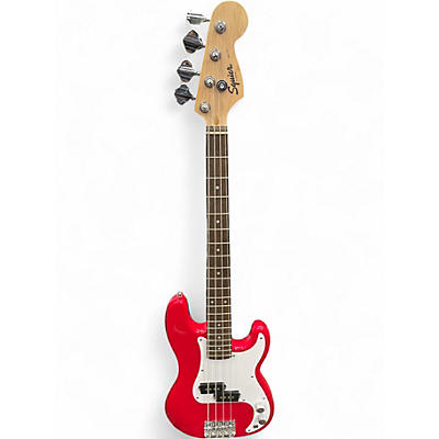 Used Squier MINI BASS RED AND WITE Electric Bass Guitar