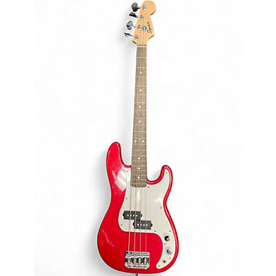 Used Squier MINI P BASS Red Electric Bass Guitar