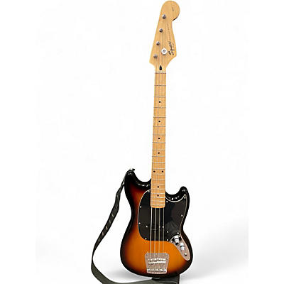 Used Squier Modified Mustang Bass 3 Tone Sunburst Electric Bass Guitar