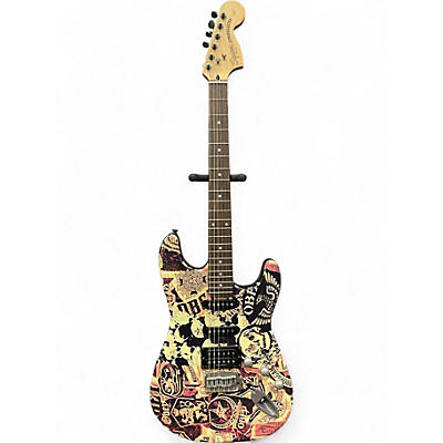 Used Squier OBEY STRATOCASTER COLLAGE Solid Body Electric Guitar