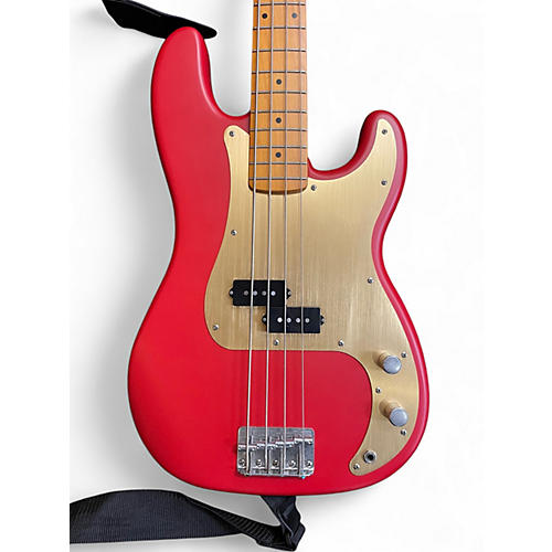 Used Squier P BASS Satin Red Electric Bass Guitar Satin Red