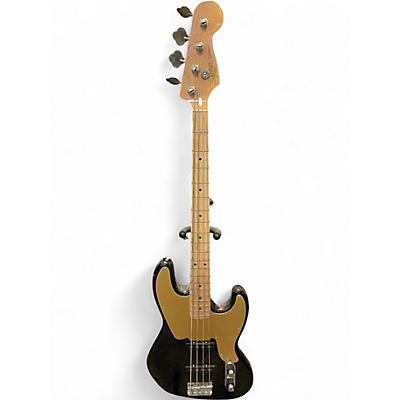 Used Squier Paranormal Jazz Bass 54 Black and Gold Electric Bass Guitar