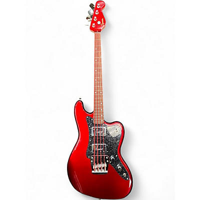 Used Squier Paranormal Rascal Jag Wide Range Candy Apple Red Metallic Electric Bass Guitar