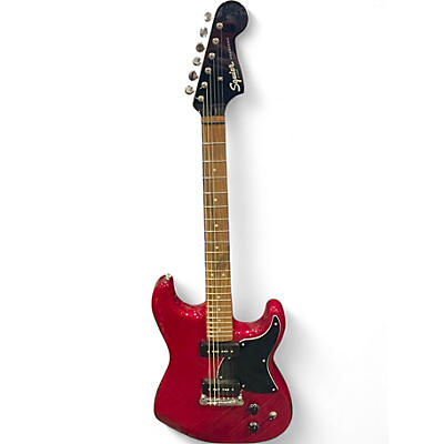 Used Squier Paranormal Strat-O-Sonic Crimson Red Transparent Solid Body Electric Guitar