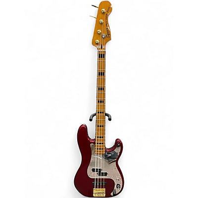 Used Squier Precision Bass Candy Apple Red Metallic Electric Bass Guitar