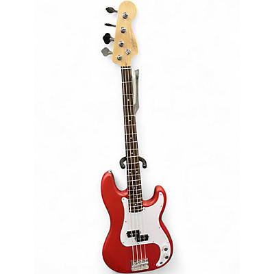 Used Squier Precision Bass Satin Red Electric Bass Guitar