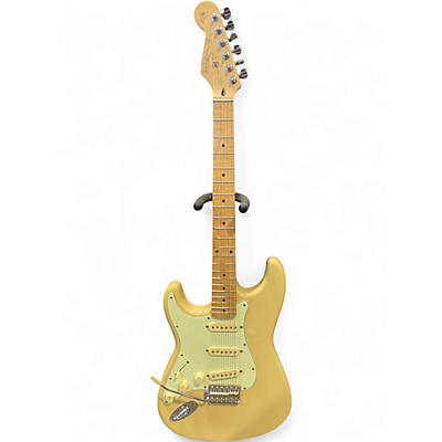 Used Squier Pro Tone Stratocaster Left Handed Antique White Solid Body Electric Guitar