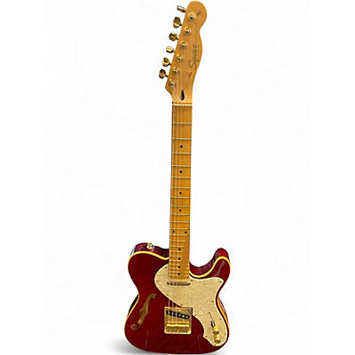 Used Squier Pro Tone Telecaster Trans Red Hollow Body Electric Guitar