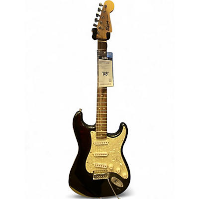 Used Squier STRATOCASTER Black Solid Body Electric Guitar