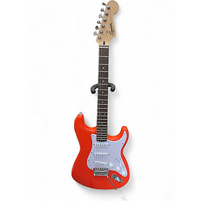 Used Squier STRATOCASTER Orange Solid Body Electric Guitar