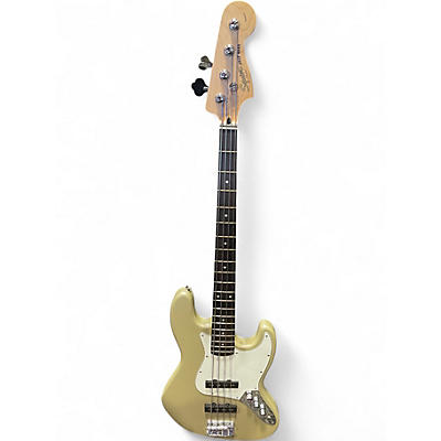 Used Squier Standard Jazz Bass Tan Electric Bass Guitar