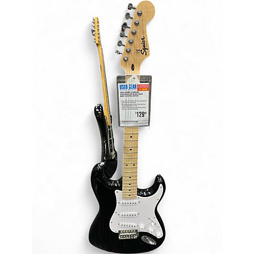 Used Squier Standard Stratocaster Black Solid Body Electric Guitar Black