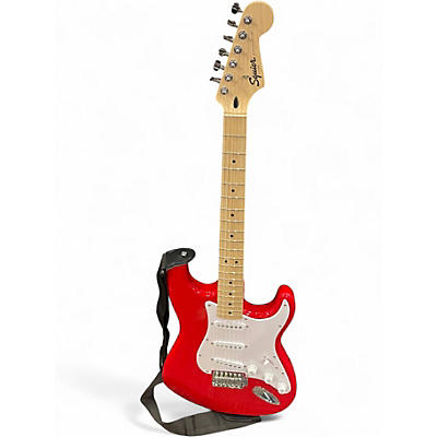 Used Squier Standard Stratocaster Cherry Solid Body Electric Guitar