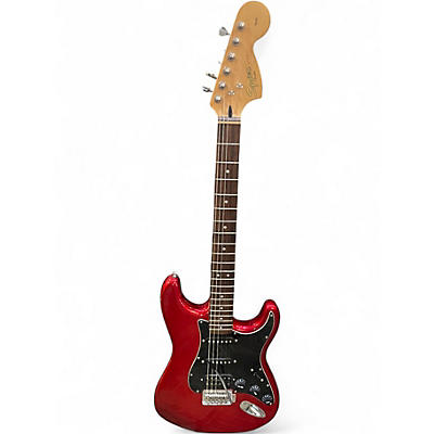 Used Squier Stratocaster HSS Chrome Red Metallic Solid Body Electric Guitar