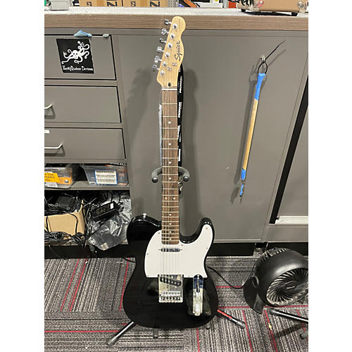 Used Squier Telecaster Black and White Solid Body Electric Guitar Black and White