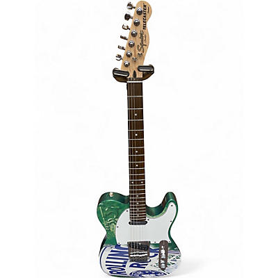 Used Squier Telecaster standard Rolling Rock 20th anniversary Green Solid Body Electric Guitar