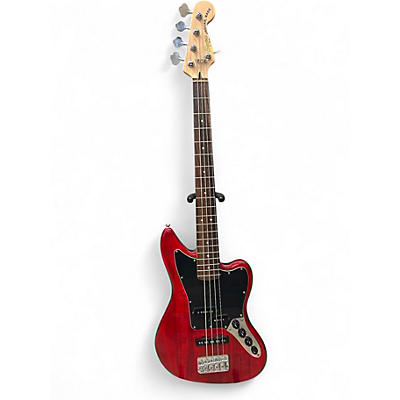 Used Squier Vintage Modified Jaguar Bass V 5 String Crimson Red Trans Electric Bass Guitar