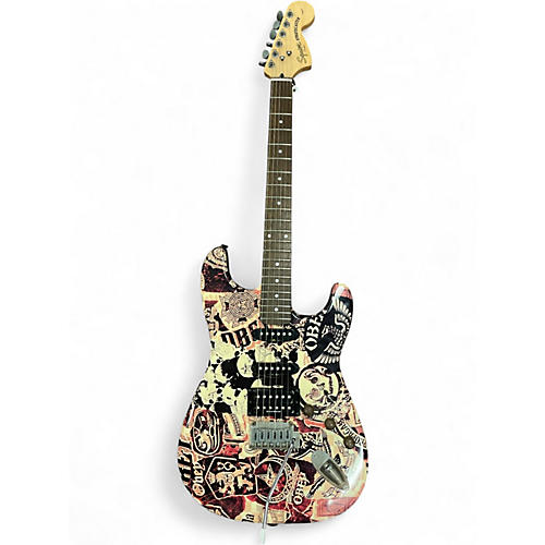 Used Squier obey stratocaster Custom Graphic Solid Body Electric Guitar Custom Graphic