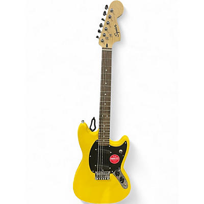 Used Squier sonic mustang Graffiti Yellow Solid Body Electric Guitar