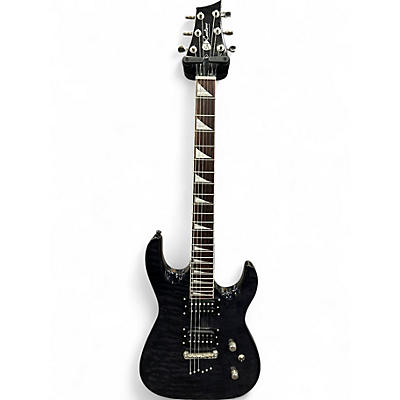 Used S&t Custom Guitar Double Cut Trans Black Solid Body Electric Guitar