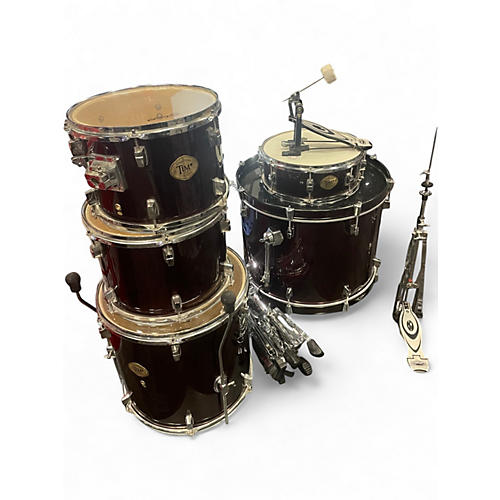 Used Stagg 5 Piece DRUM SET RED Drum Kit RED