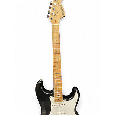 Used Starcaster by Fender Stratocaster Black Solid Body Electric Guitar