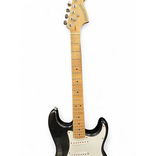 Used Starcaster by Fender Stratocaster Black Solid Body Electric Guitar Black