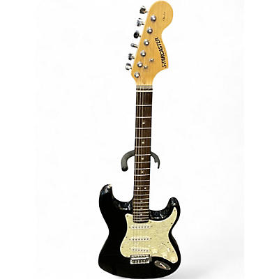 Used Starcaster by Fender Stratocaster Black Solid Body Electric Guitar