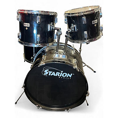 Used Starion 5 Piece 5 PIECE DRUM SET Black Drum Kit