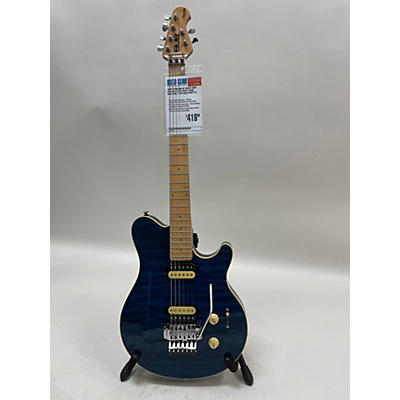 Sterling by Music Man Used Sterling By Music Man SUB AX4 FLOYD ROSE TRANS BLUE QUILT TOP Solid Body Electric Guitar