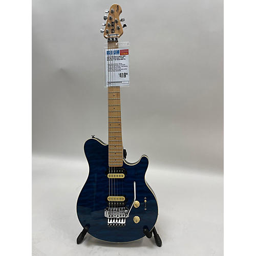 Sterling by Music Man Used Sterling By Music Man SUB AX4 FLOYD ROSE TRANS BLUE QUILT TOP Solid Body Electric Guitar TRANS BLUE QUILT TOP