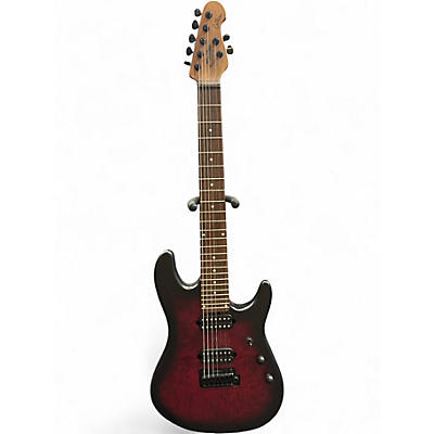 Used Sterling by Music Man Cutlass Jason Richardson 7 Crimson Red Burst Solid Body Electric Guitar