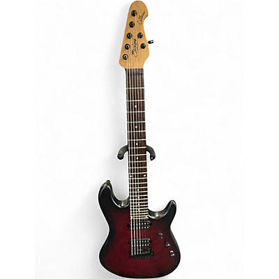 Used Sterling by Music Man Jason Richardson Cutlass 7 string Crimson Red Burst Solid Body Electric Guitar