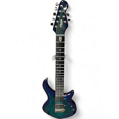 Used Sterling by Music Man John Petrucci JP157 7 String Aqua Burst Solid Body Electric Guitar