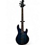Used Sterling by Music Man Sting Ray Burl Top Blue Electric Bass Guitar Blue