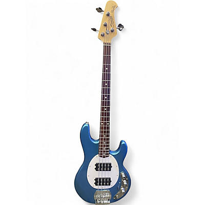 Used Sterling by Music Man Sting Ray Sub Series Chrome Blue Electric Bass Guitar
