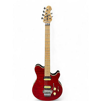 Used Sterling by Music Man Sub AX3 Axis Transparent Red Solid Body Electric Guitar