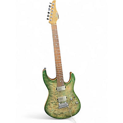 Used Suhr Custom Shop Modern Carve Top Faded Trans Green Burst Solid Body Electric Guitar