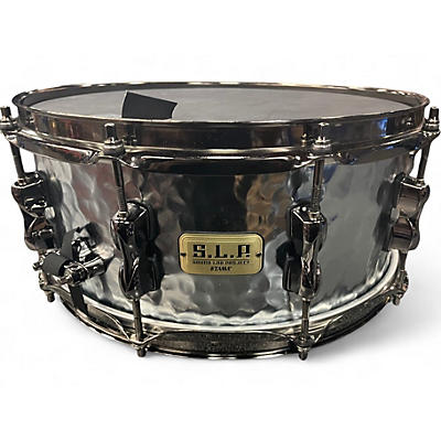 Used TAMA 14in SLP expressive hammered snare Black and Silver Drum