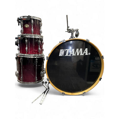 Used TAMA 4 Piece Rockstar Red to Black Fade Drum Kit Red to Black Fade