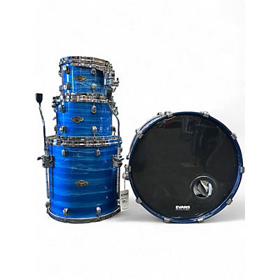 Used TAMA 4 Piece Starclassic Walnut/Birch Lacquer Ocean Blue Ripple Drum Kit