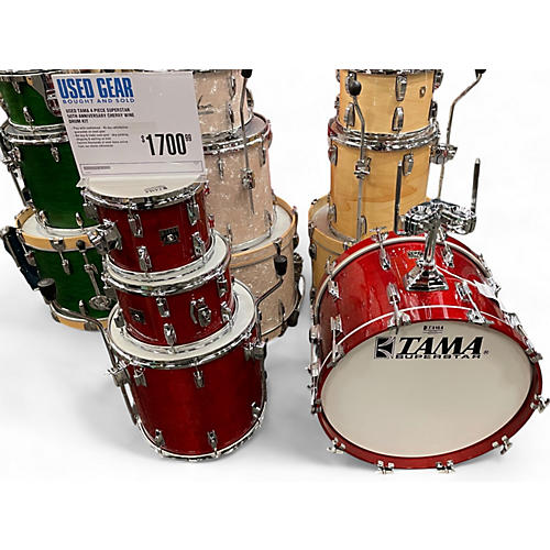 Used TAMA 4 Piece Superstar 50th Anniversary cherry wine Drum Kit cherry wine