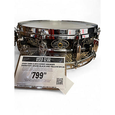 Used TAMA 5.5X14 Kenny Aronoff Signature Snare Black and Yellow Drum