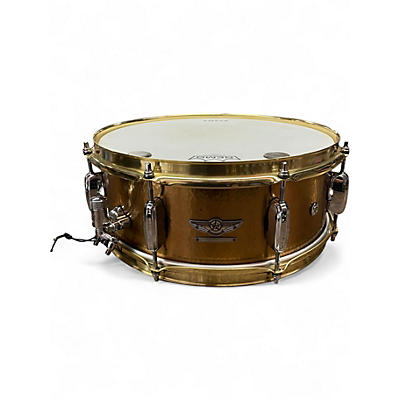 Used TAMA 5.5X14 TAR Reserve Hand Hammered Brass Snare Drum 14 x 5.5 in. BRASS GOLD Drum