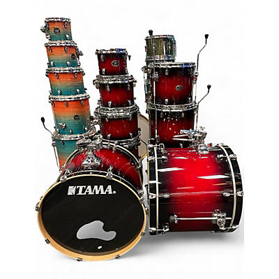 Used TAMA 9 Piece Silverstar TRANSPARENT RED Drum Kit